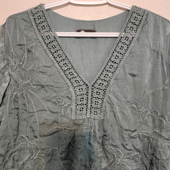 M MADE IN ITALY Silk Blend Blouse Flowy Floral XL - Picture 2 of 7